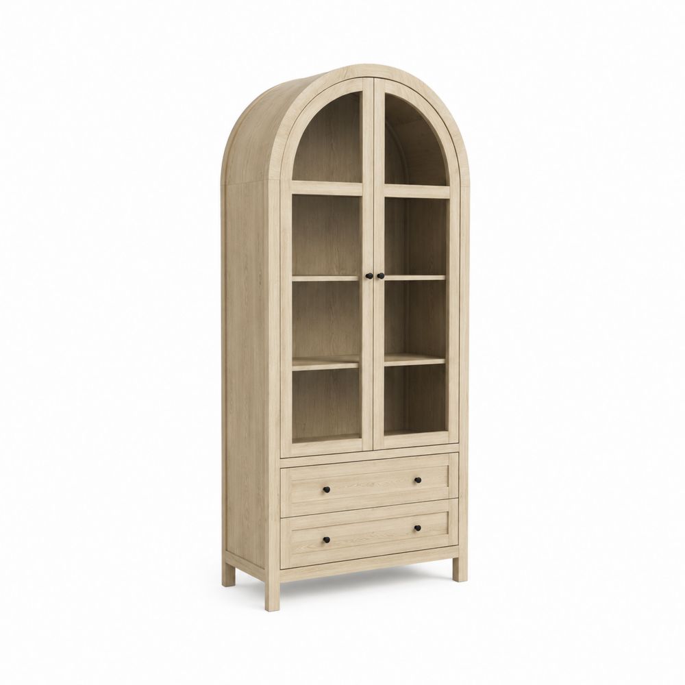 Estantería de Madera con Puertas de Vidrio Templado y Cajones 200x80x40cm-Zenterrae