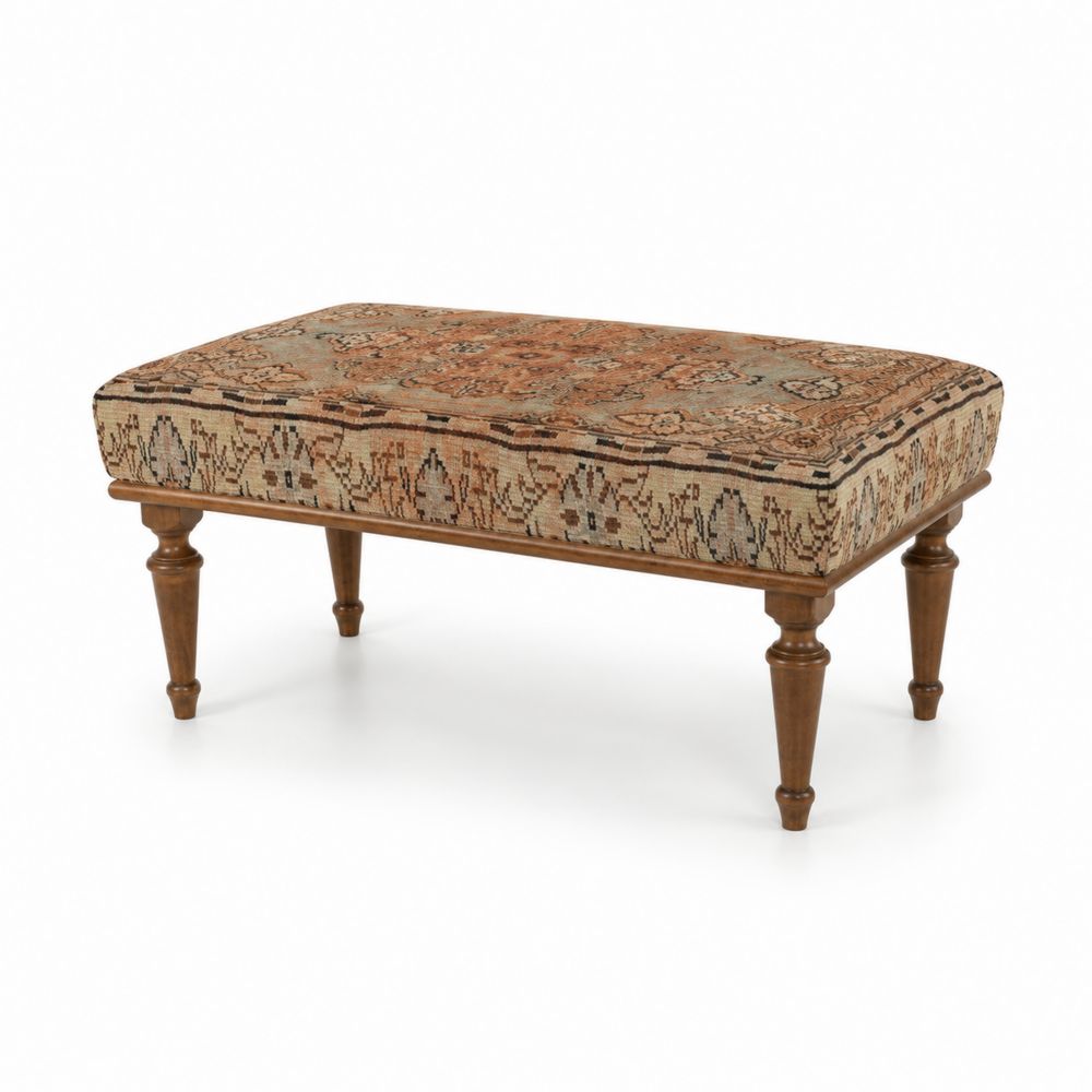Banco de Madera con Tapizado de Algodón