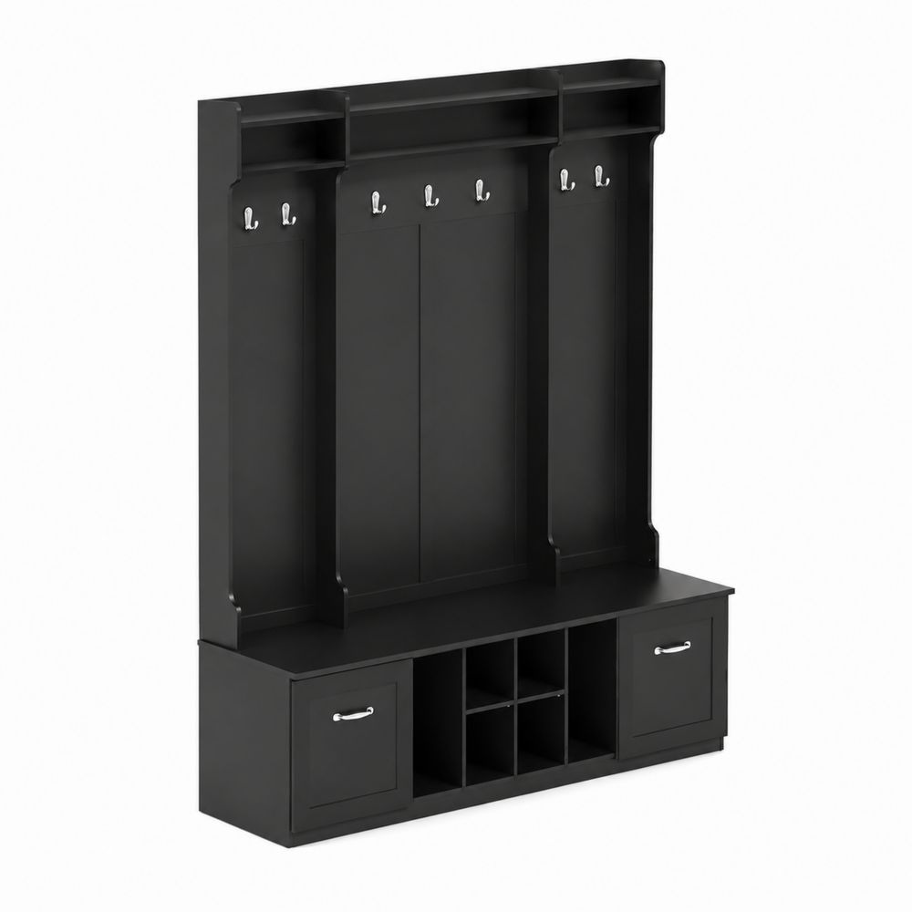 Perchero de Entrada de Madera MDF Negro