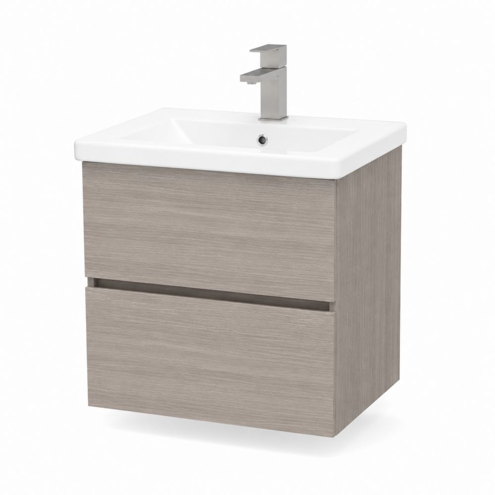 Mueble de lavabo individual 80 cm melamina Gris y cerámica