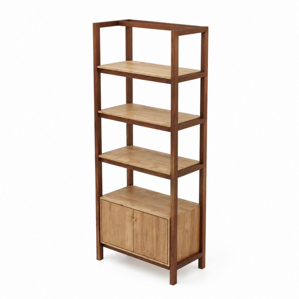 Estantería de Madera de Roble con 5 Estantes y Armario