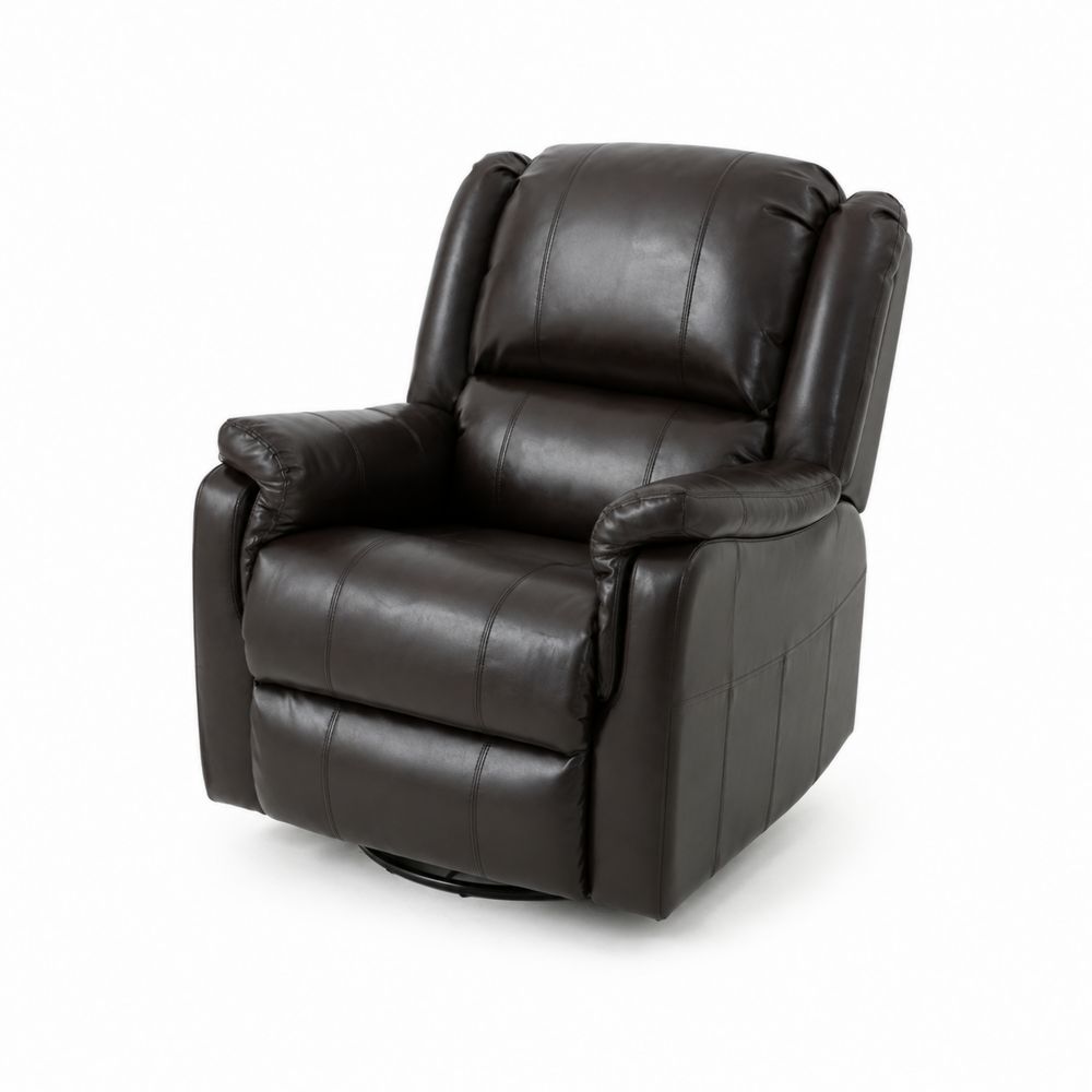 Sillón de cuero sintético marrón reclinable con función giratoria