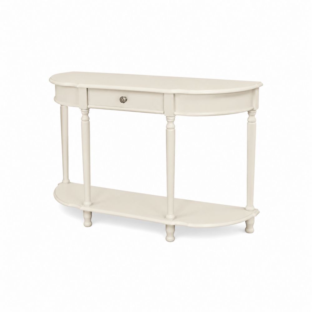 Consola semicircular de madera color crema