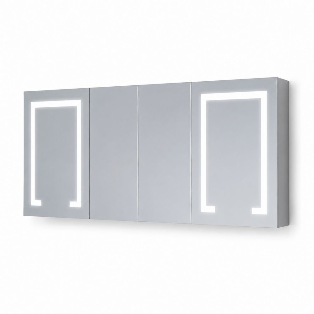Armario de baño con espejo LED aluminio plata