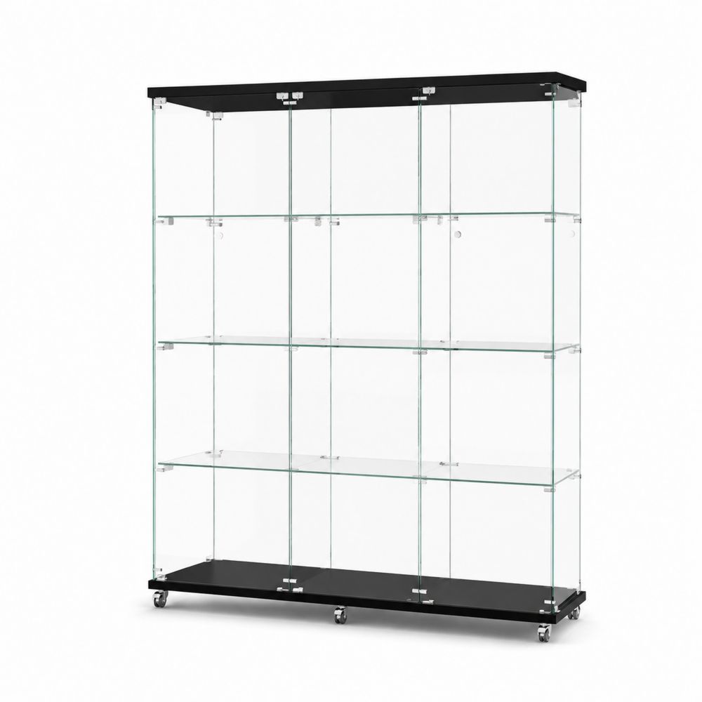 Vitrina de Vidrio Templado con Ruedas 180x120x40 cm