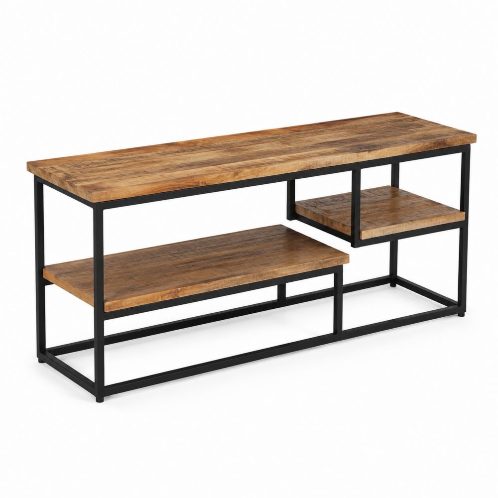 Mueble para TV de madera de mango y acero 120 cm