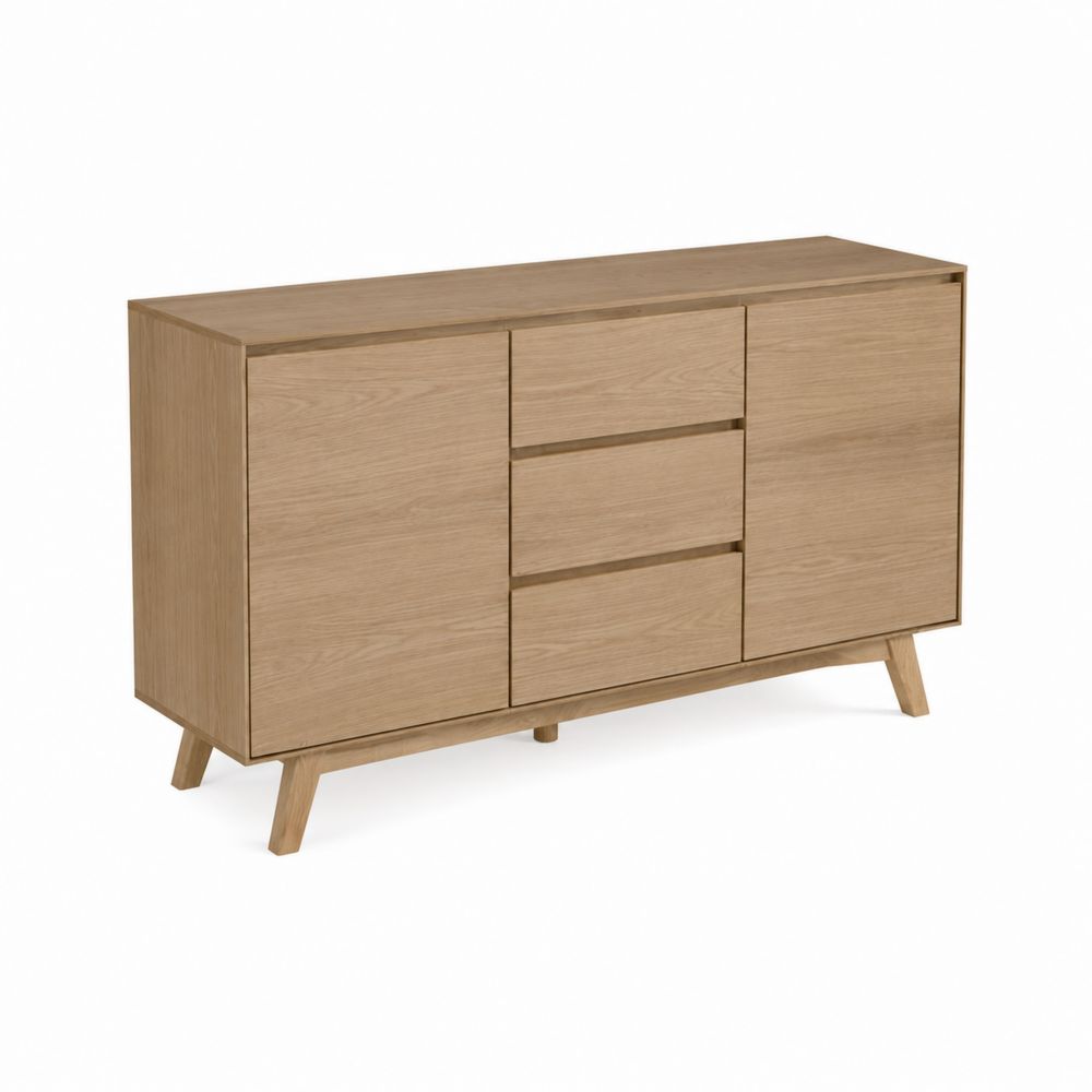 Aparador de Madera de Roble con 3 Cajones y 2 Puertas