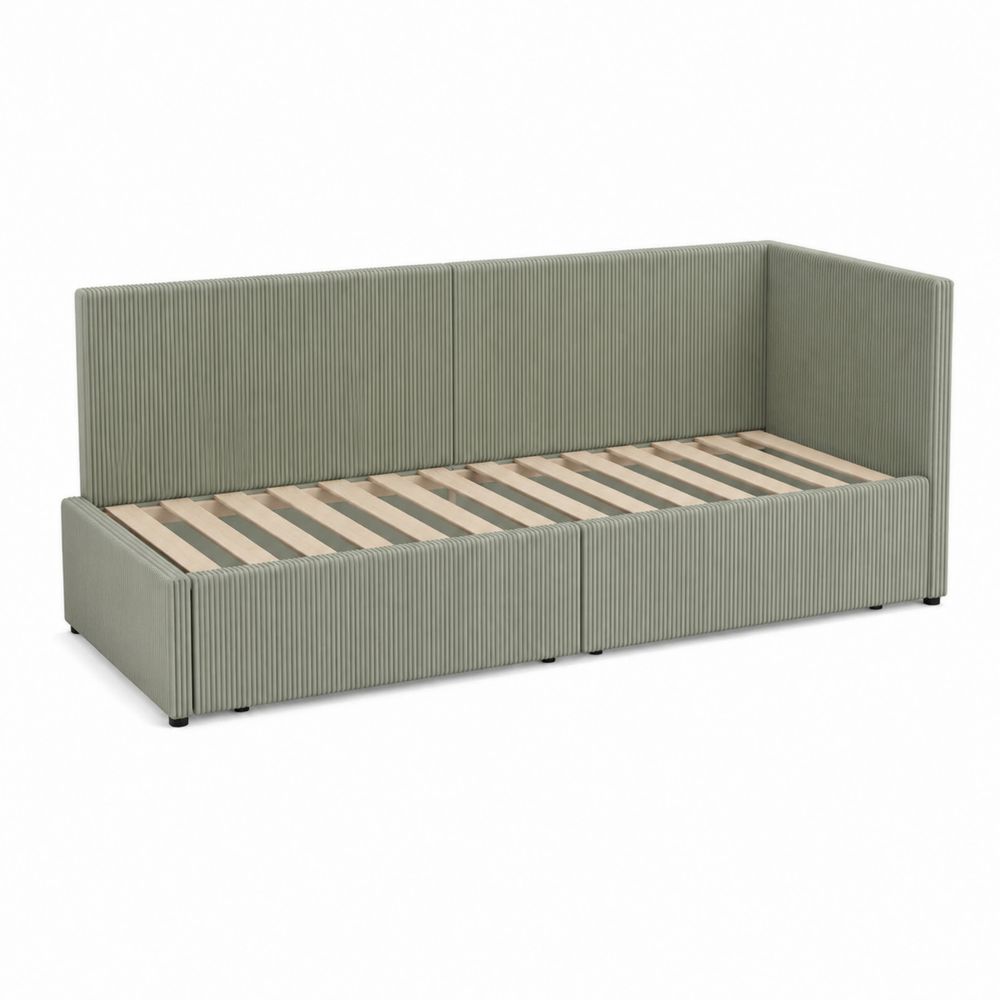 Diván de Tela Verde con Estructura de Madera