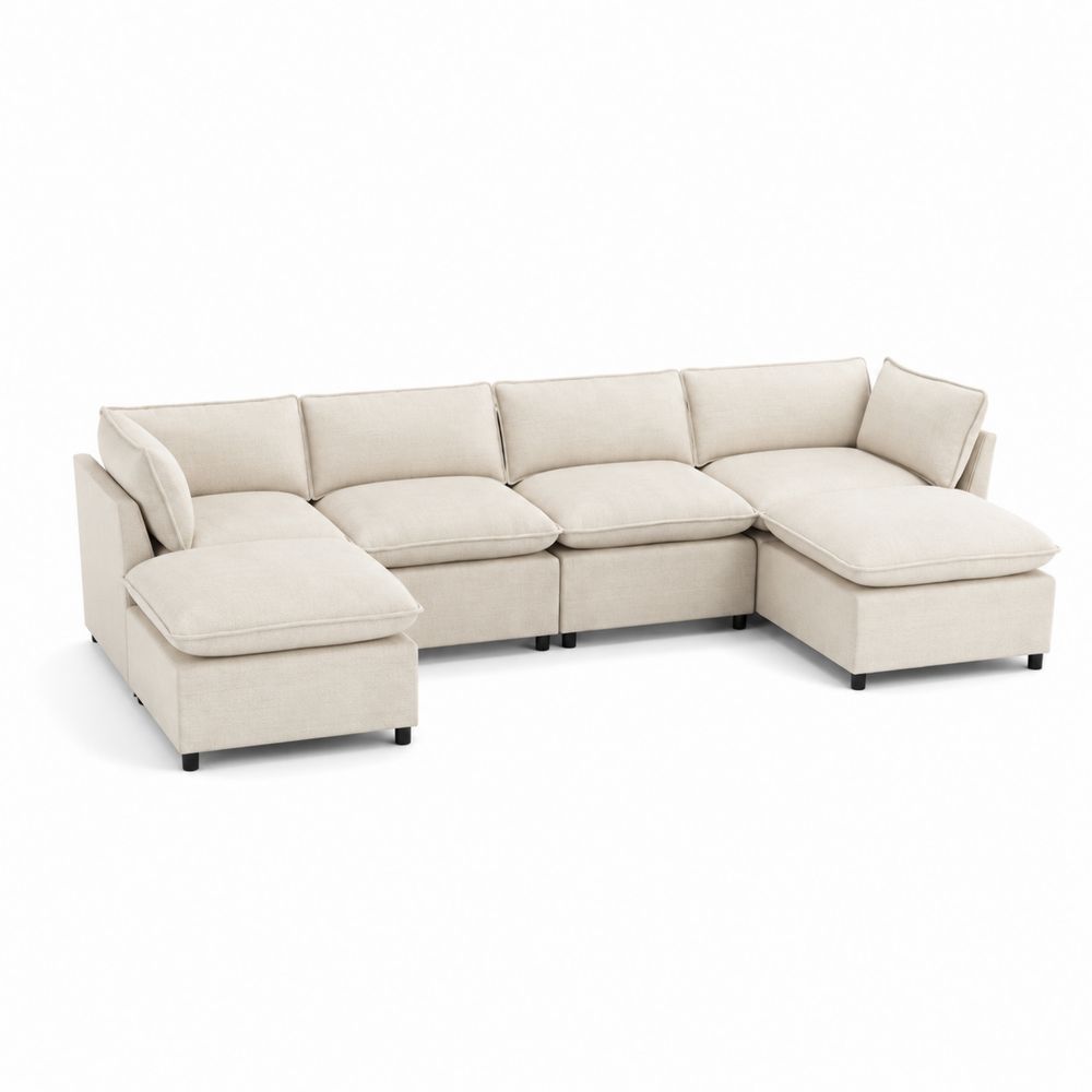 Sofá modular en L de 5 plazas Beige