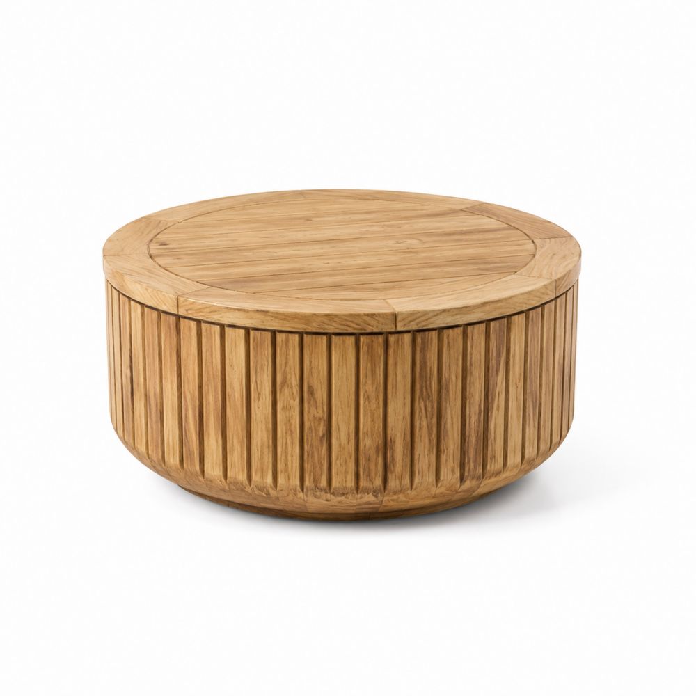 Mesa de café redonda de madera de teca