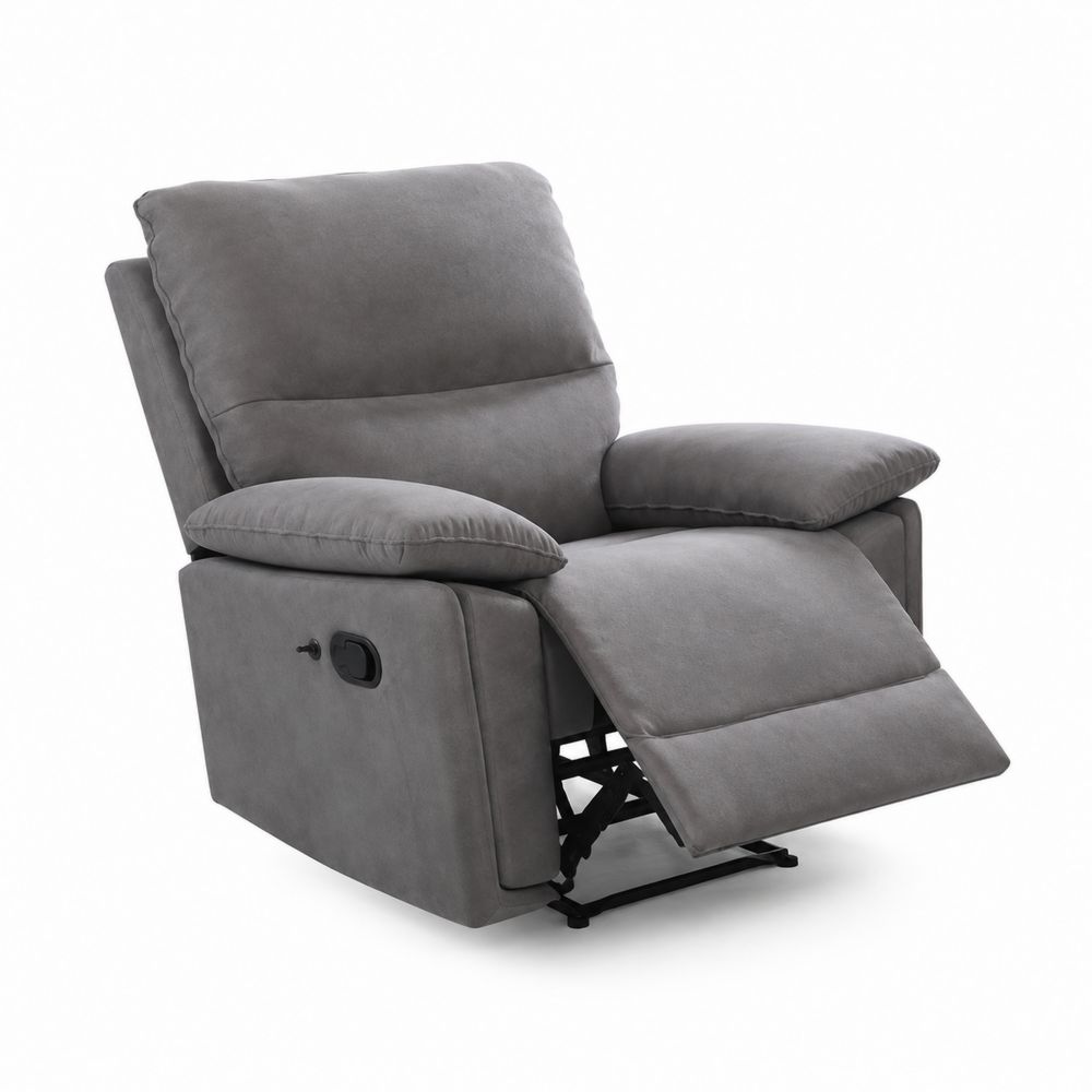 Sillón reclinable de tela poliéster gris con estructura de metal 85x95x100 cm