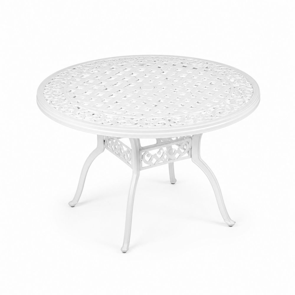 Mesa redonda de metal blanco para exterior 90 cm
