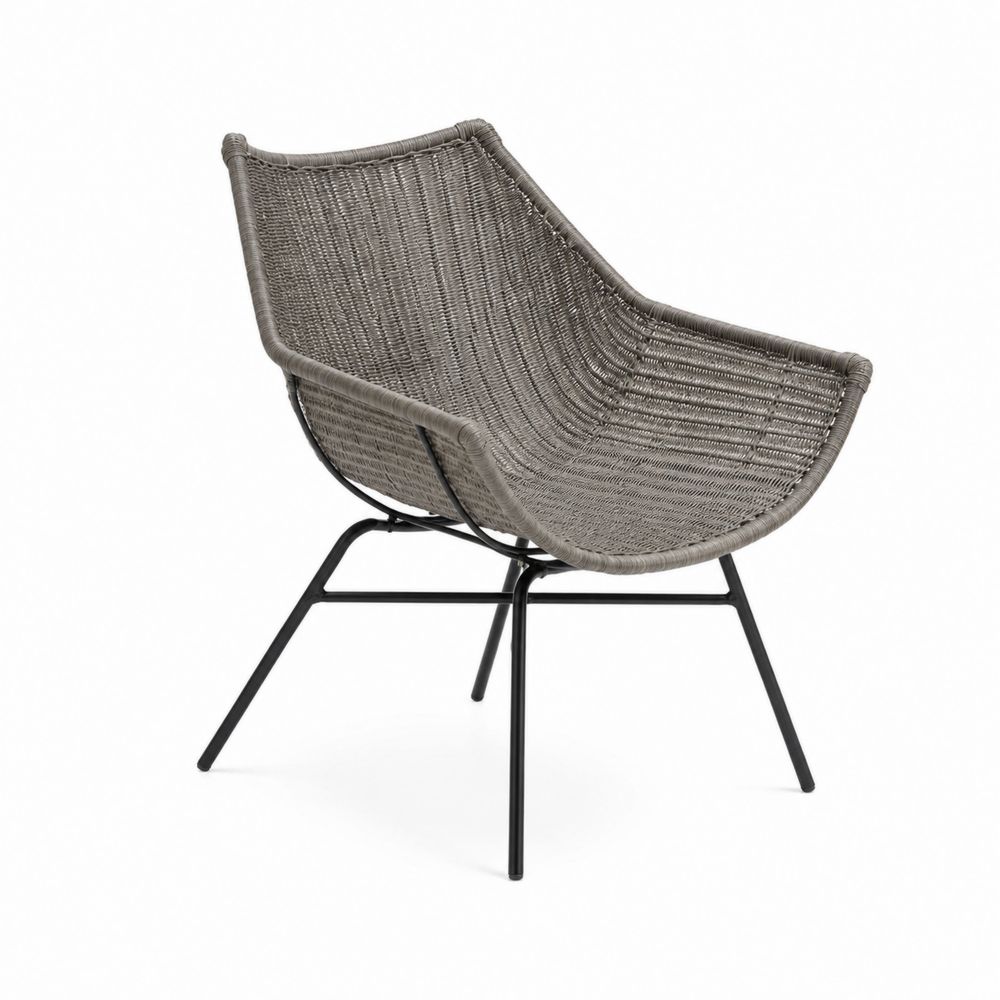 Sillón de Acero y Rattan Sintético Gris
