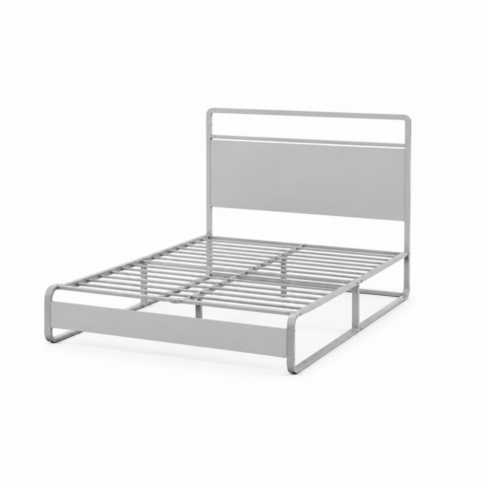 Cama doble de metal 200x150 cm Gris