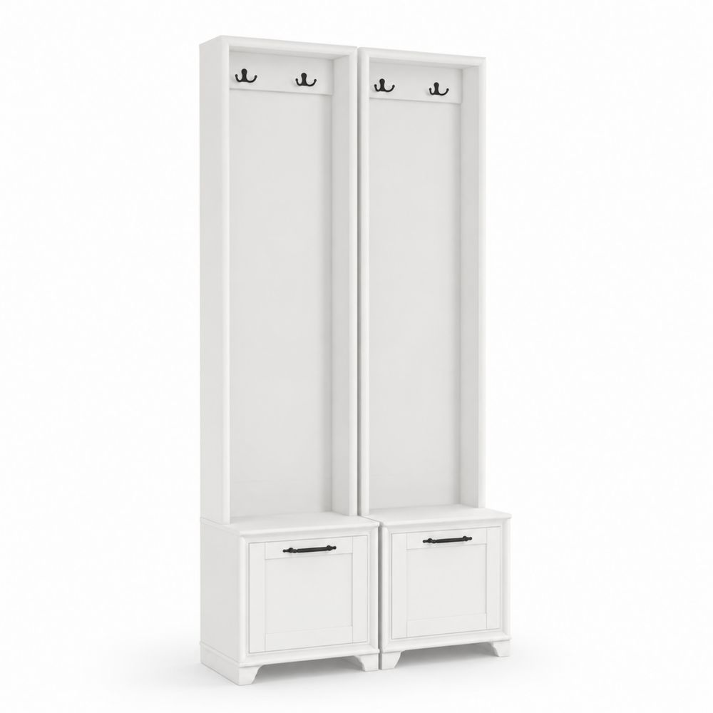 Conjunto de perchero doble de madera MDF Blanco