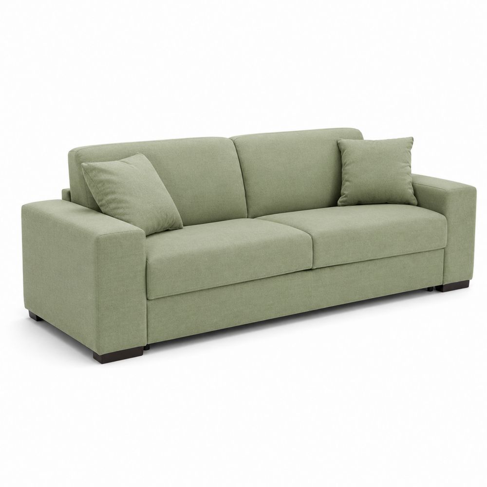 Sofá de tres plazas tela verde 200x85x90 cm