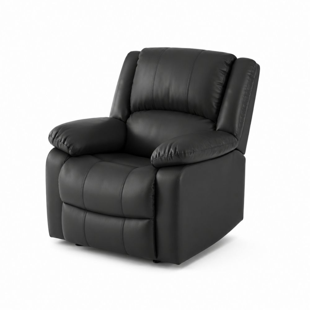 Sillón reclinable de cuero sintético Negro