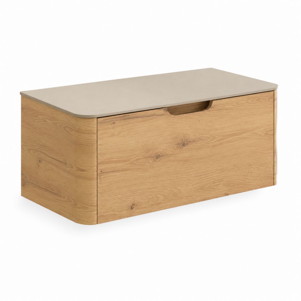 Mueble de lavabo suspendido MDF Roble y Beige 80x32x40 cm