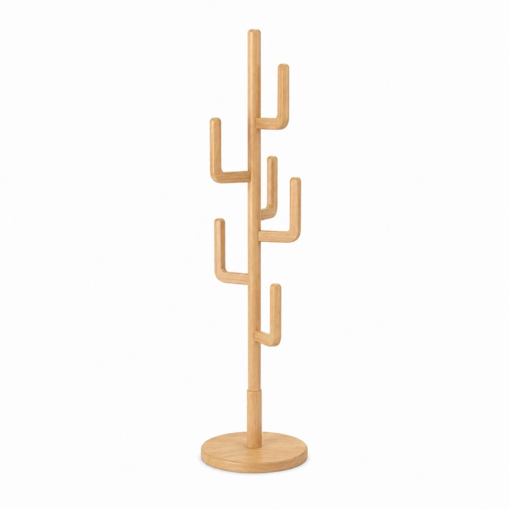 Perchero de pie de madera de roble 176x45cm