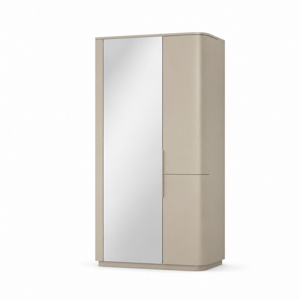 Armario de madera con espejo de dos puertas Beige 200x100x60 cm
