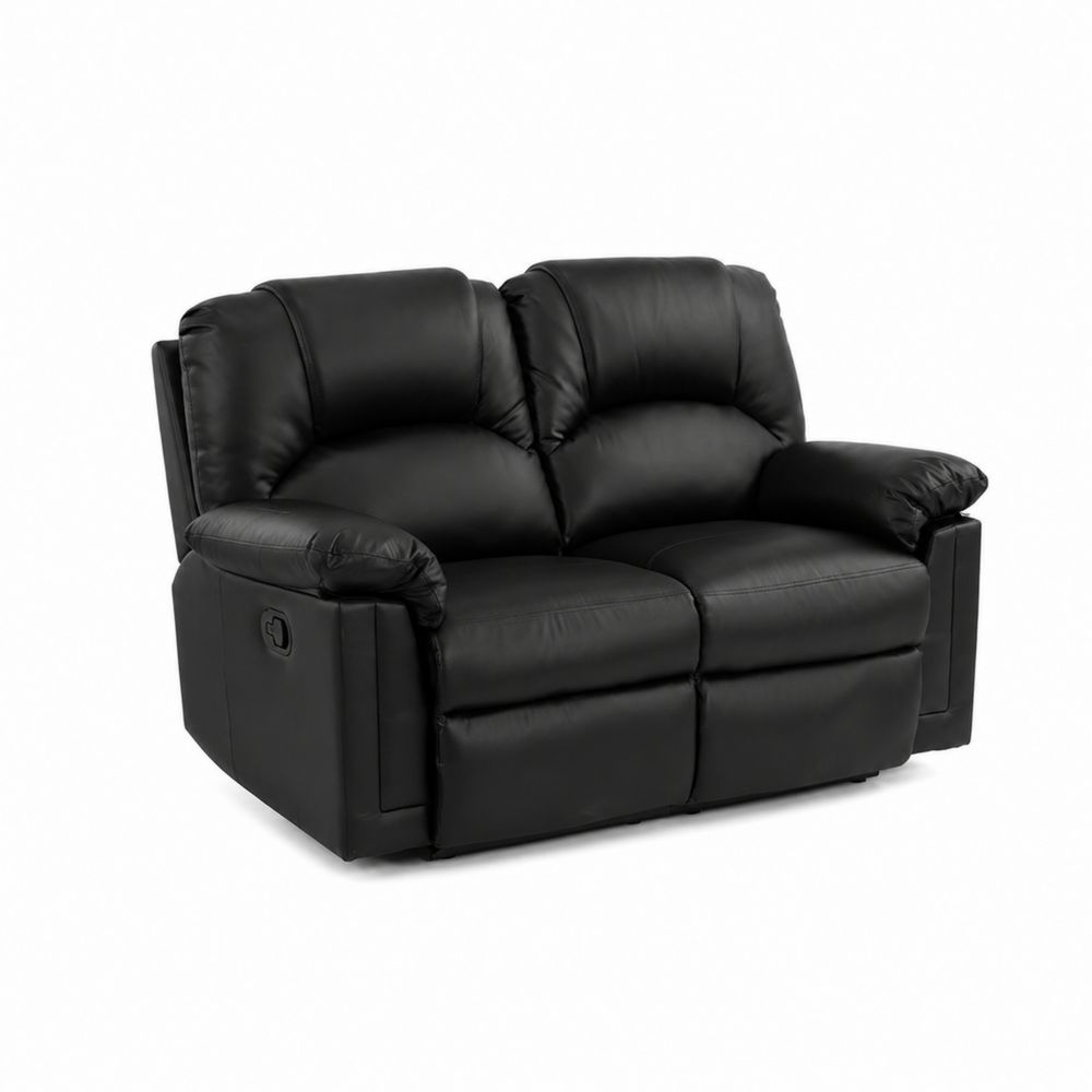 Sofá reclinable de 2 plazas en cuero negro