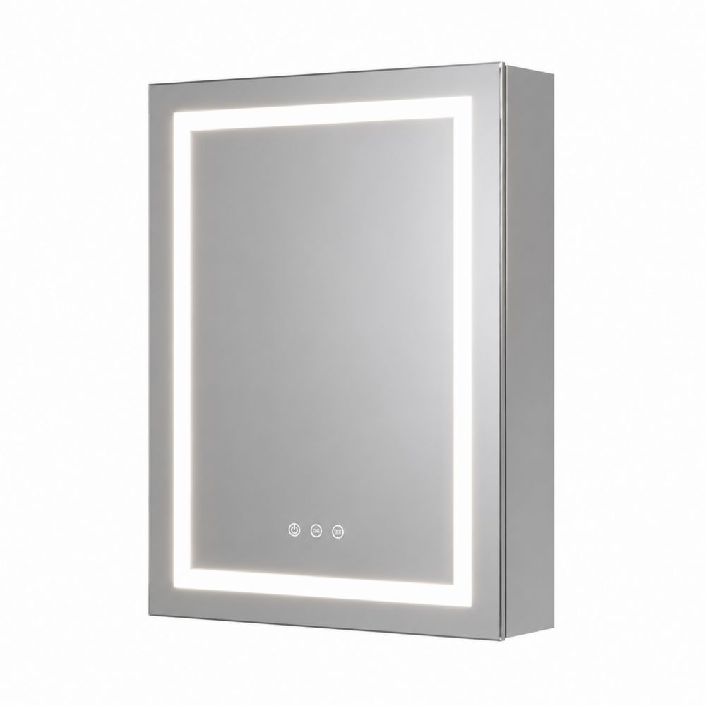 Armario de baño con espejo LED y marco de aluminio plateado