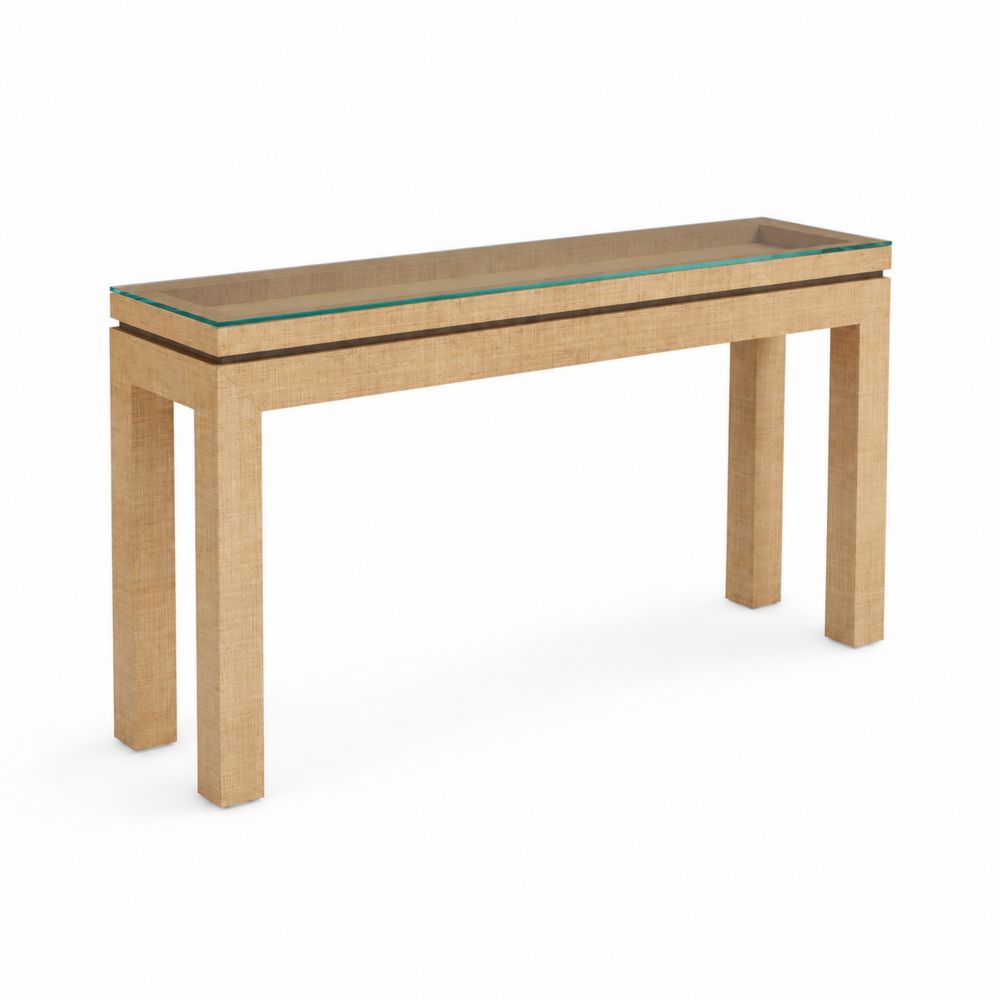 Consola de Yute y Vidrio Templado 120x30x80 cm Marrón