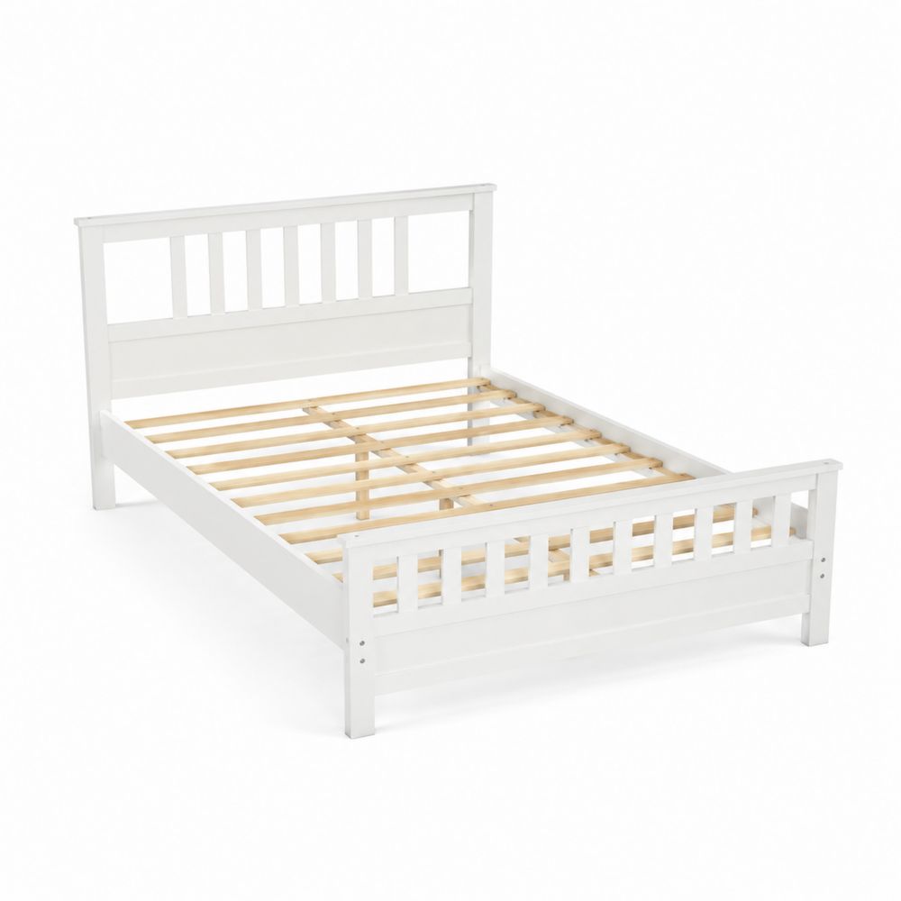 Cama de madera blanca 200x150 cm