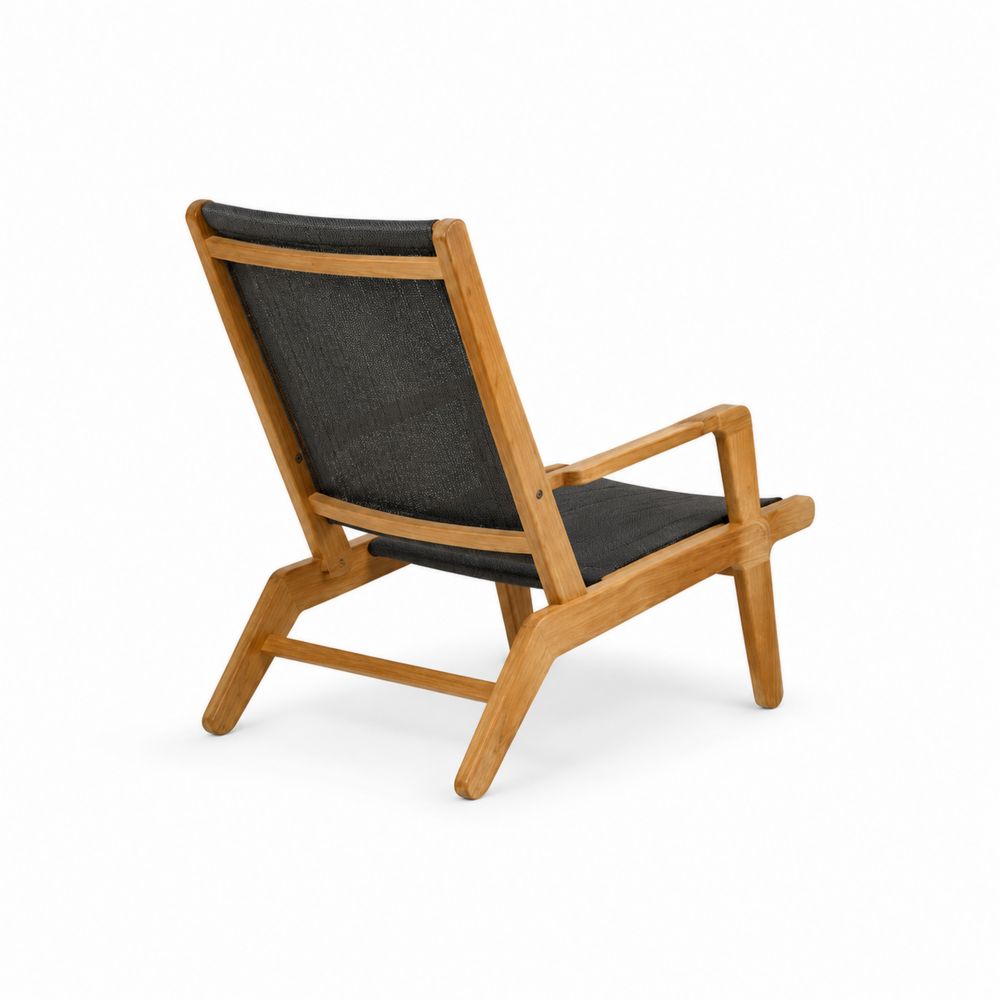 Sillón de Teca y Poliéster Gris Oscuro 75cm x 80cm x 70cm