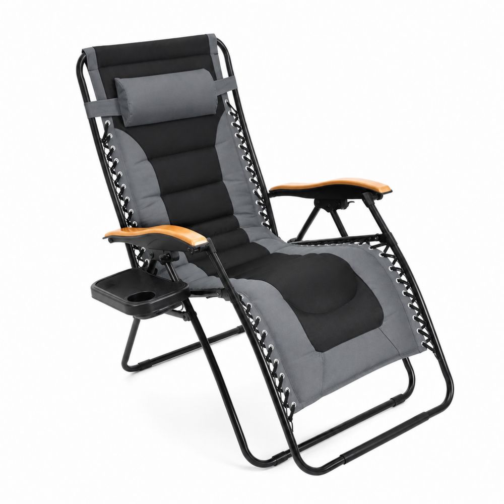 Silla Reclinable de Acero y Poliéster Negro/Gris