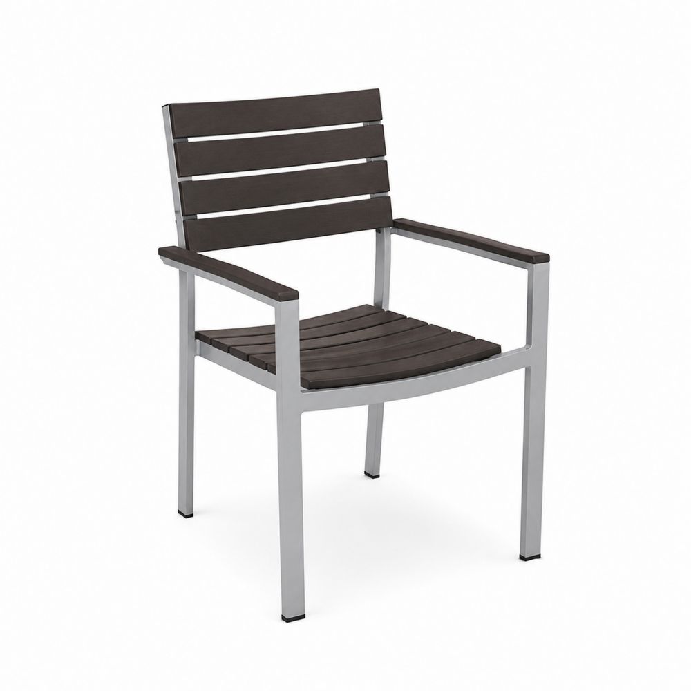 Silla de Exterior de Acero Inoxidable y Madera Marrón