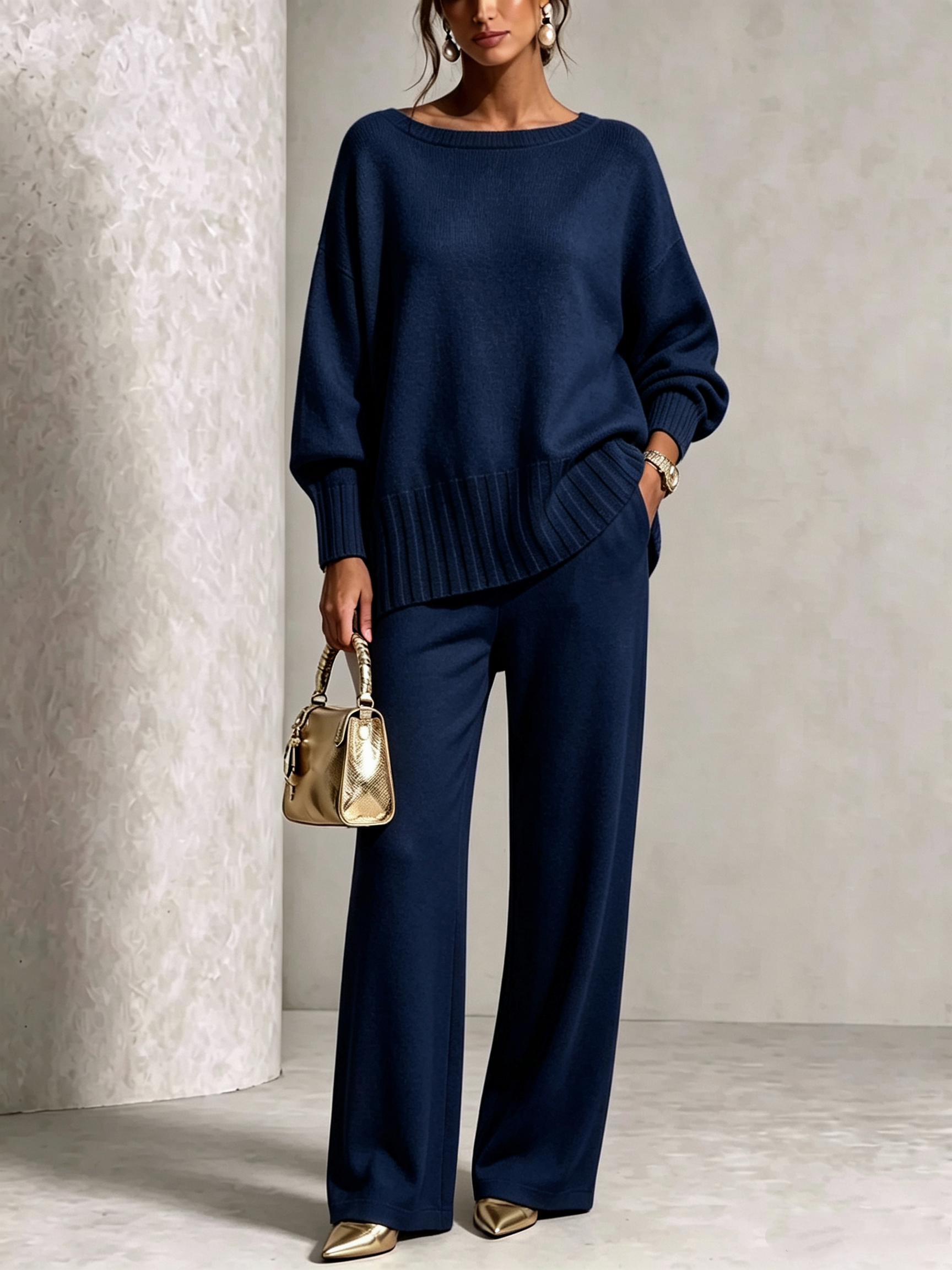 Hot Sale Soft Cashmere Casual Sweater Suit