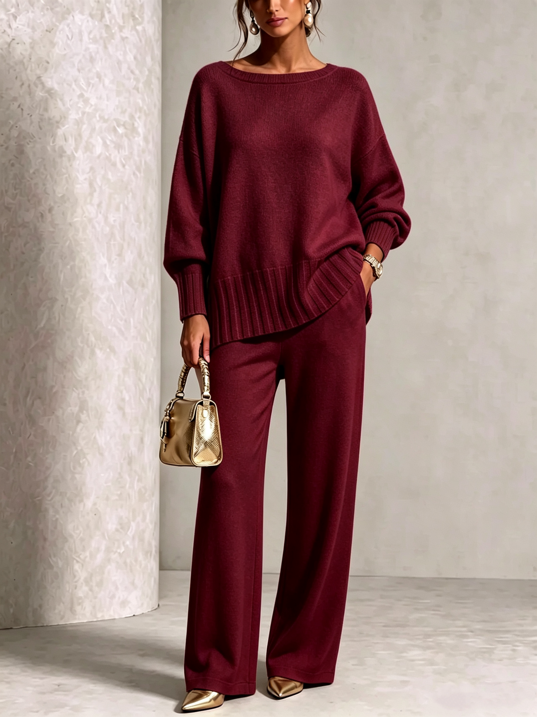 Hot Sale Soft Cashmere Casual Sweater Suit