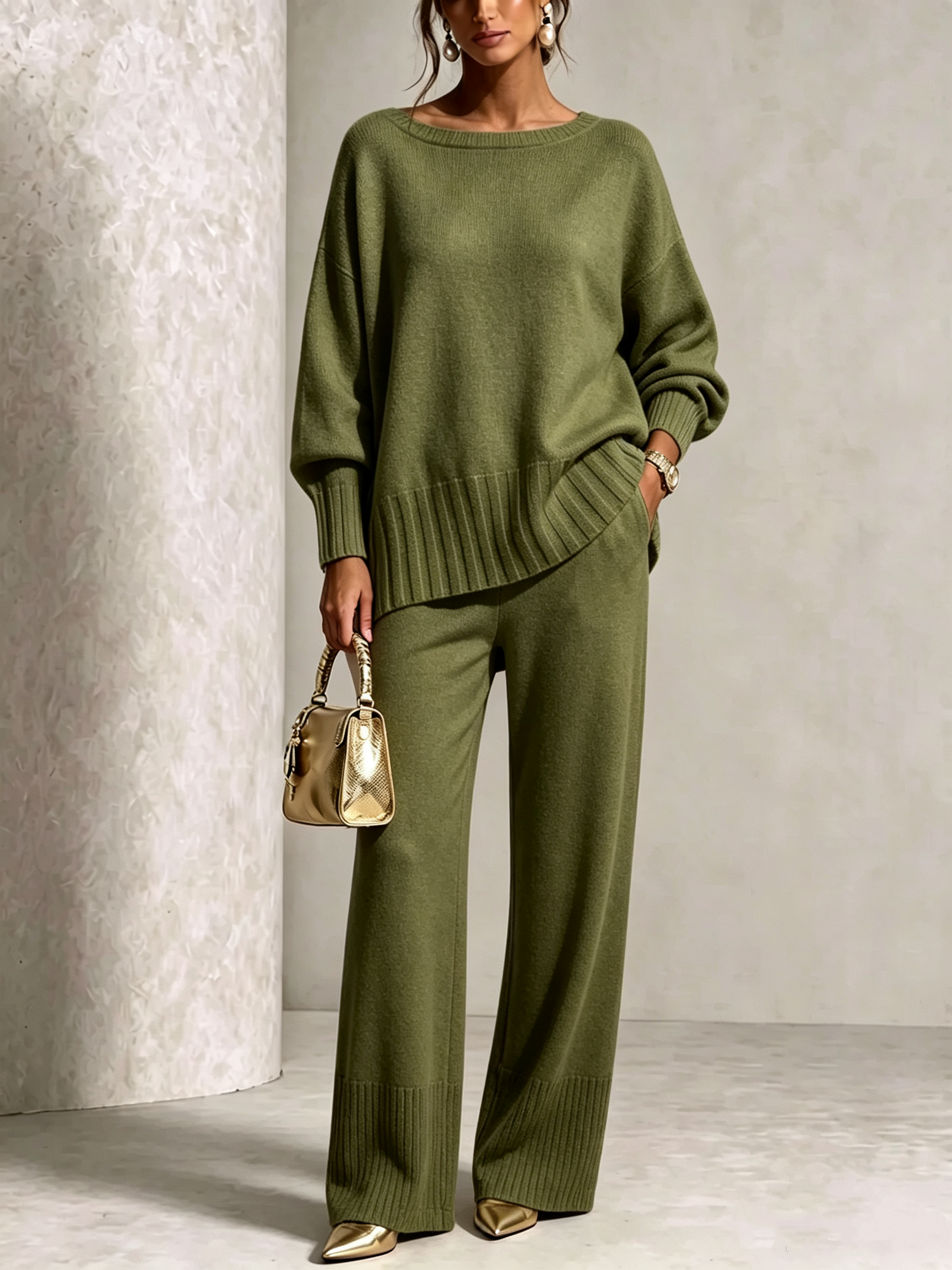 Hot Sale Soft Cashmere Casual Sweater Suit