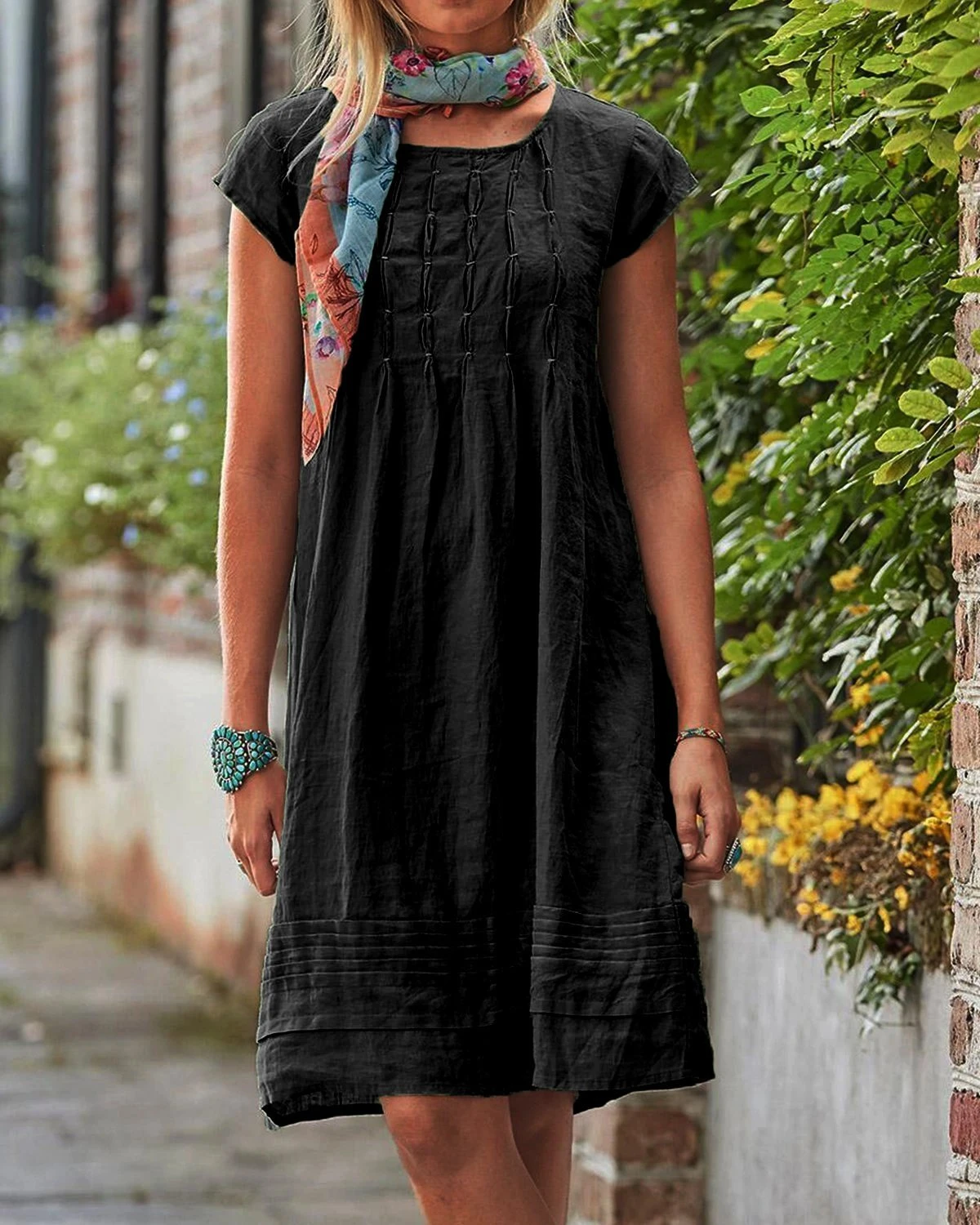 Vintage Casual Solid Linen Woman Dresses-Comfort & Reliable