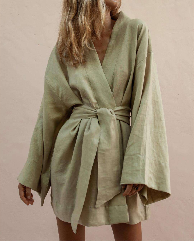 Casual Kimono Cotton Linen dress-Comfort & Reliable