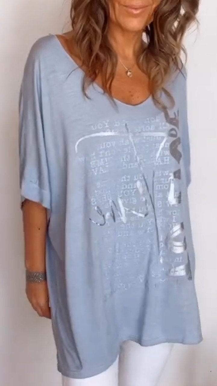 Women's V-neck Printed Mid-sleeve Casual Top-Comfort & Reliable
