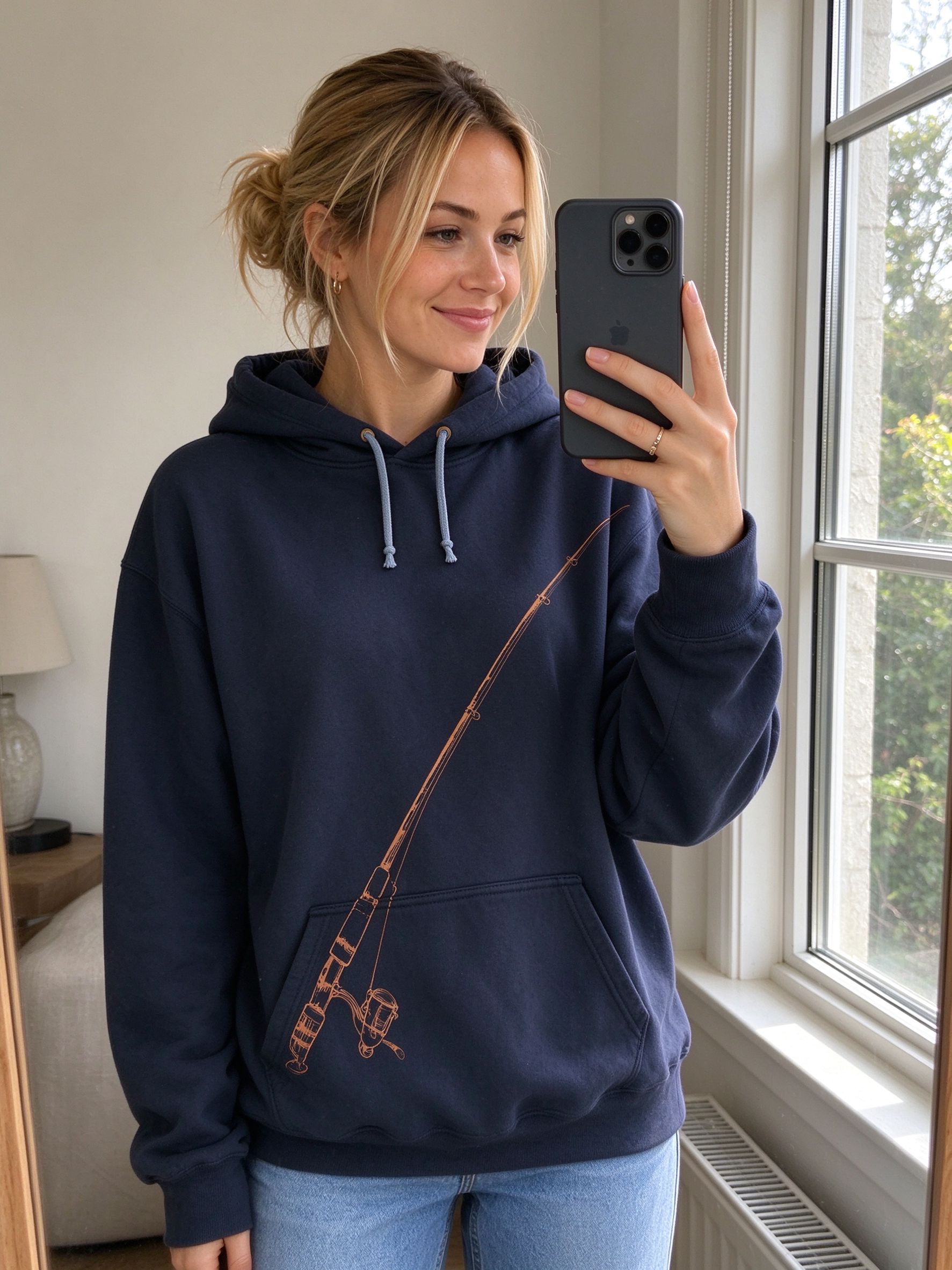 woman mirror selfie window
