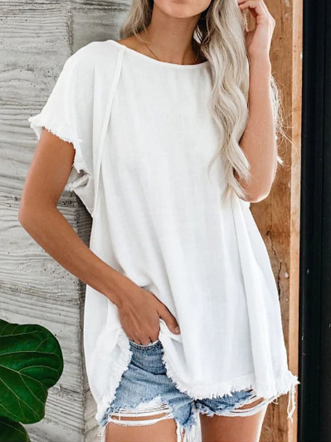 Women's Plain Tassel Casual Top-Comfort & Reliable