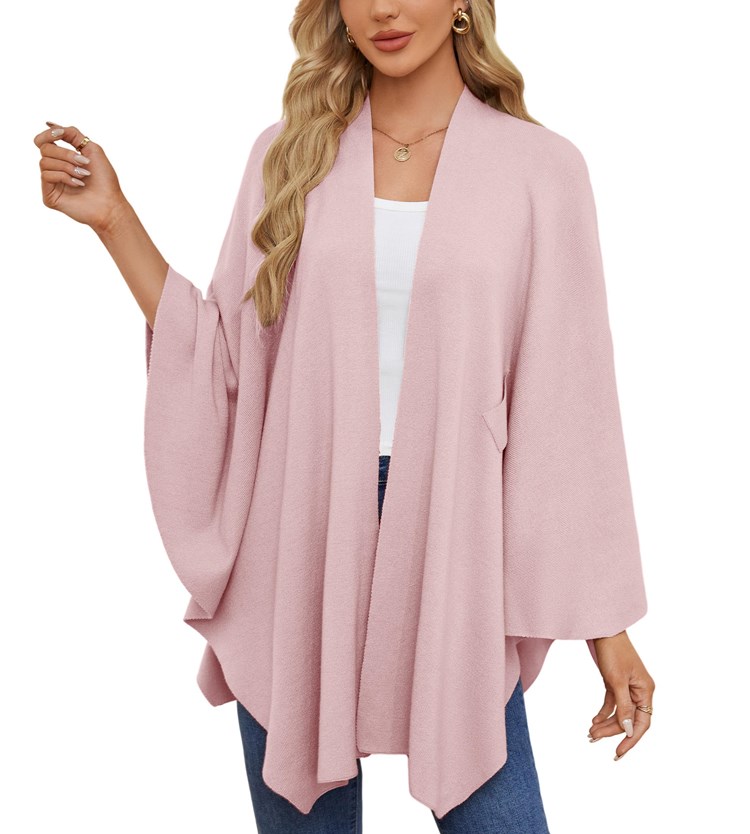 Women's Elegant Shawl Wraps Soft Open Front Poncho Sweater-Comfort & Reliable