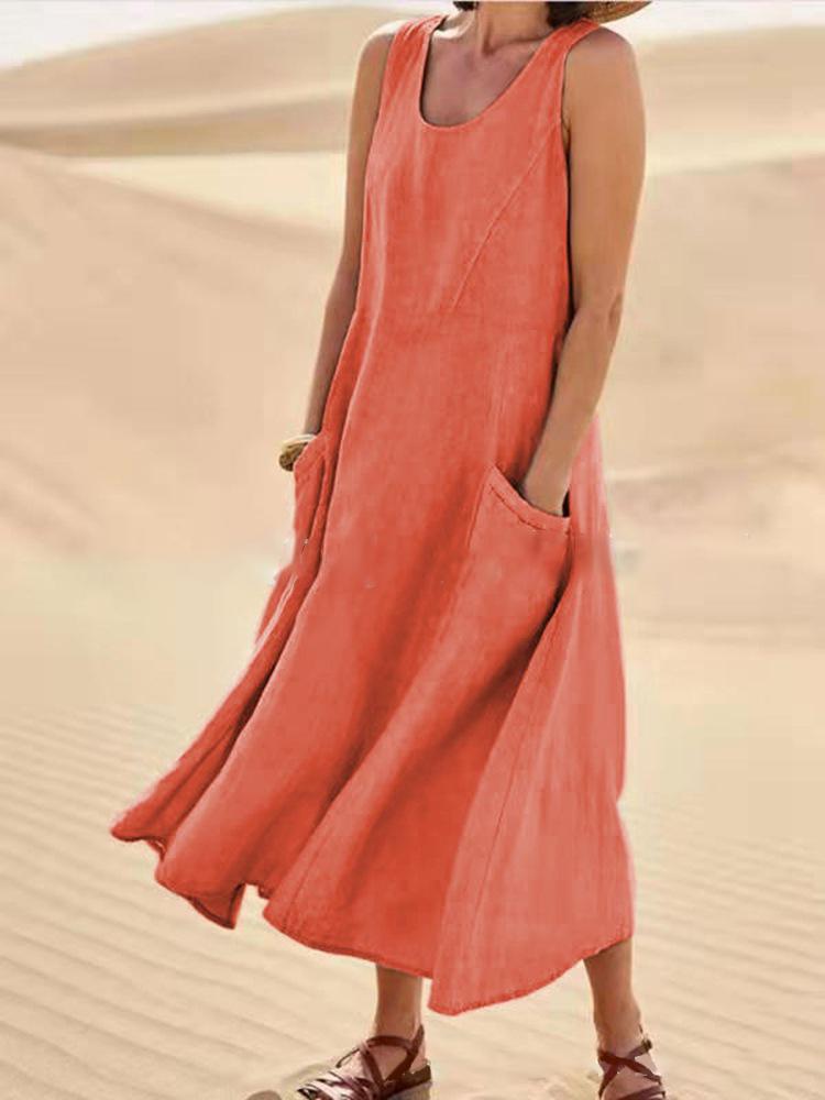 Last Day Promotion 50% OFF Women's Sleeveless Cotton And Linen Dress-Comfort & Reliable