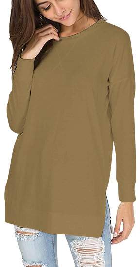 Round Neck Casual Solid Color Top-Comfort & Reliable