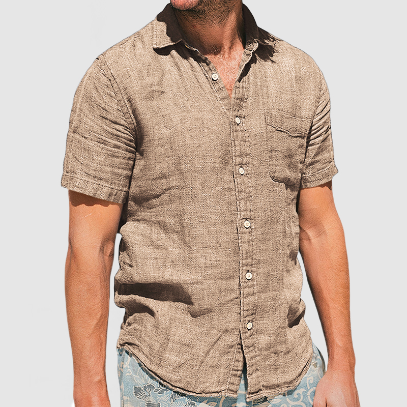 Gentleman's Vacation Soft Two-tone Cotton Linen Shirt-Comfort & Reliable