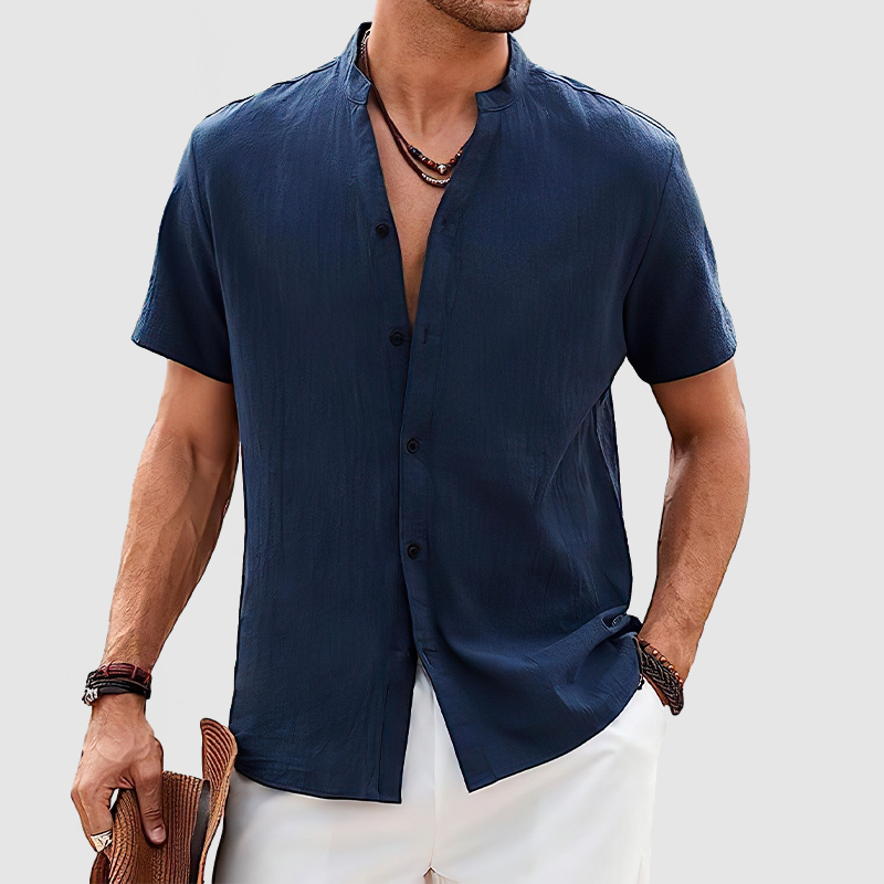 Men's Casual Daily Cotton Linen Short Sleeve Shirt-Comfort & Reliable
