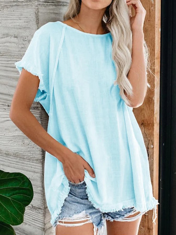Women's Plain Tassel Casual Top-Comfort & Reliable