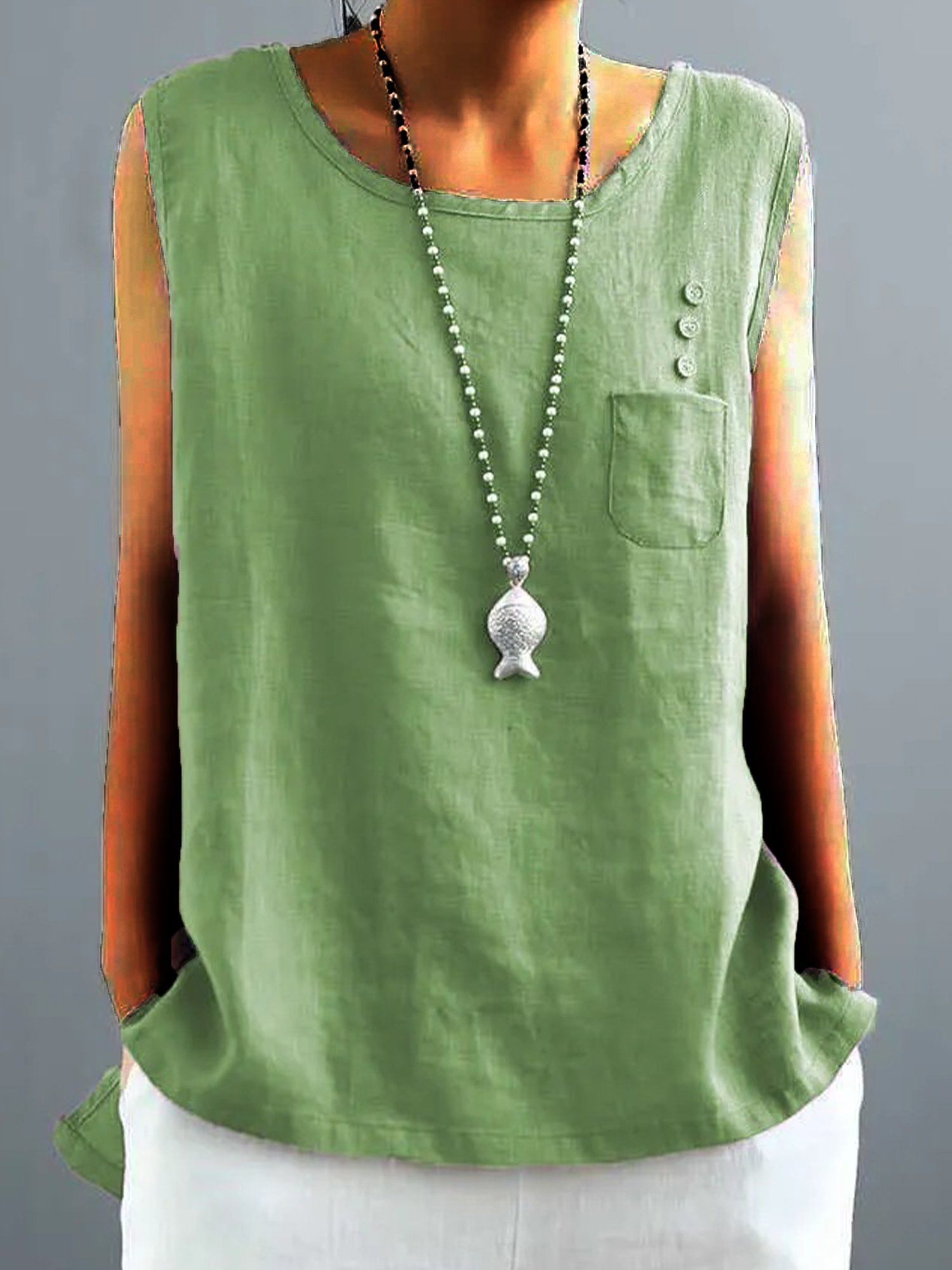 Women's Vintage Cotton Linen Solid  Loose T-shirt-Comfort & Reliable