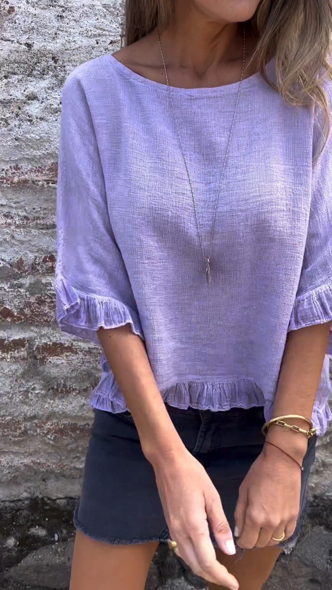 Fungus Hem Design Cotton and Linen Top-Comfort & Reliable