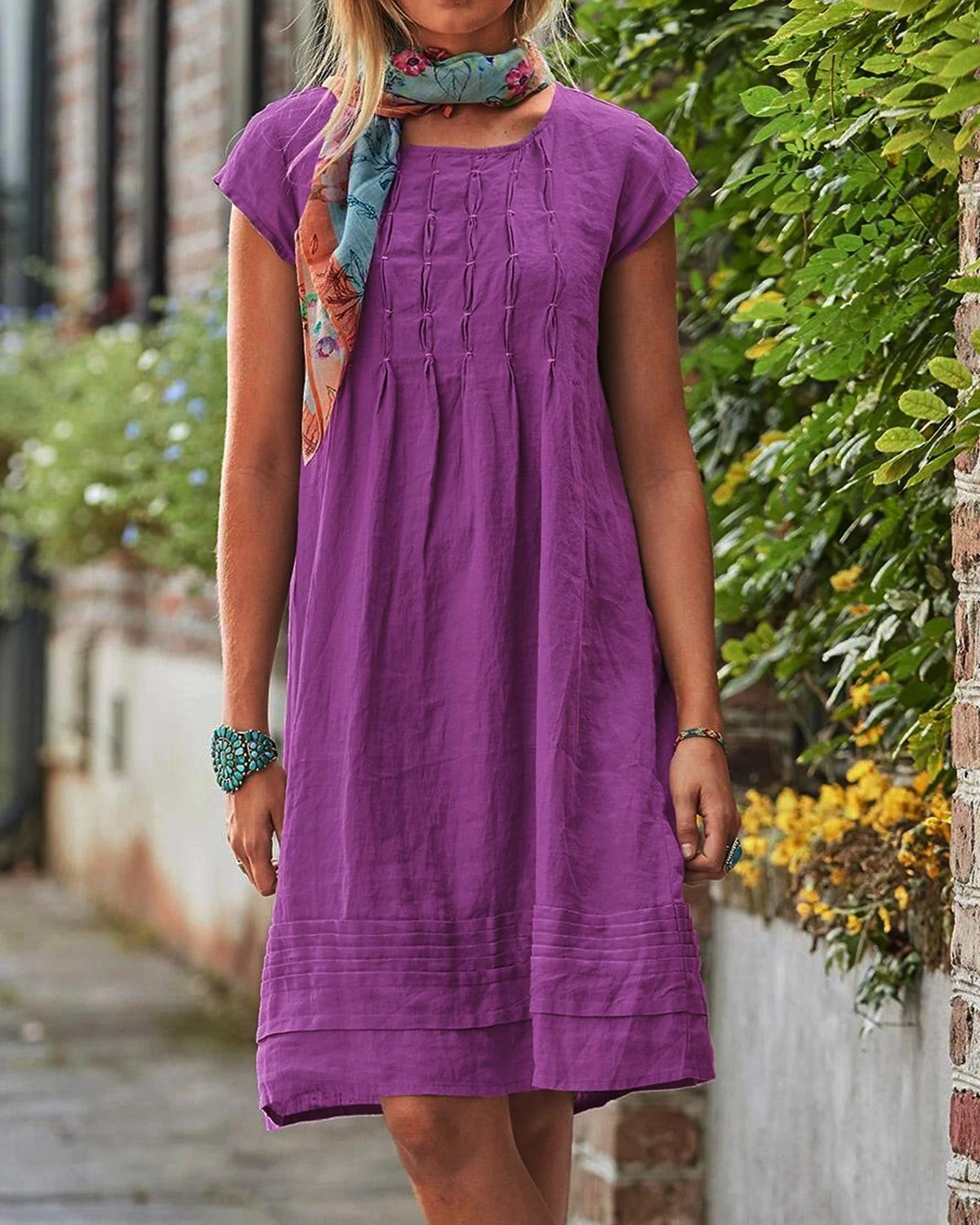 Vintage Casual Solid Linen Woman Dresses-Comfort & Reliable