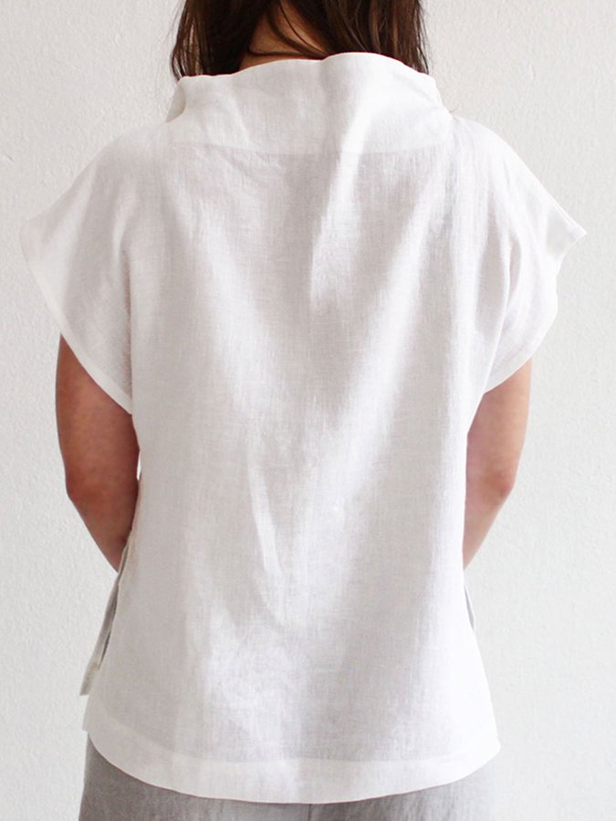 Ladies Cotton Linen V-Neck Simple Shirt-Comfort & Reliable