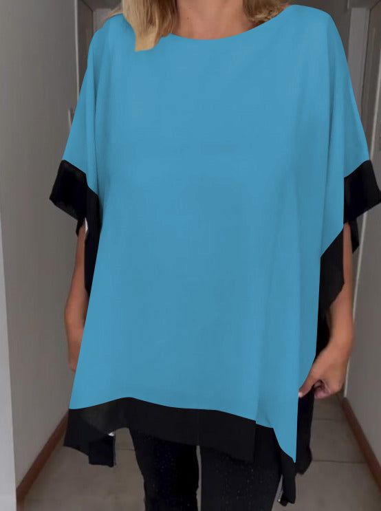 Contrast color patchwork casual top-Comfort & Reliable